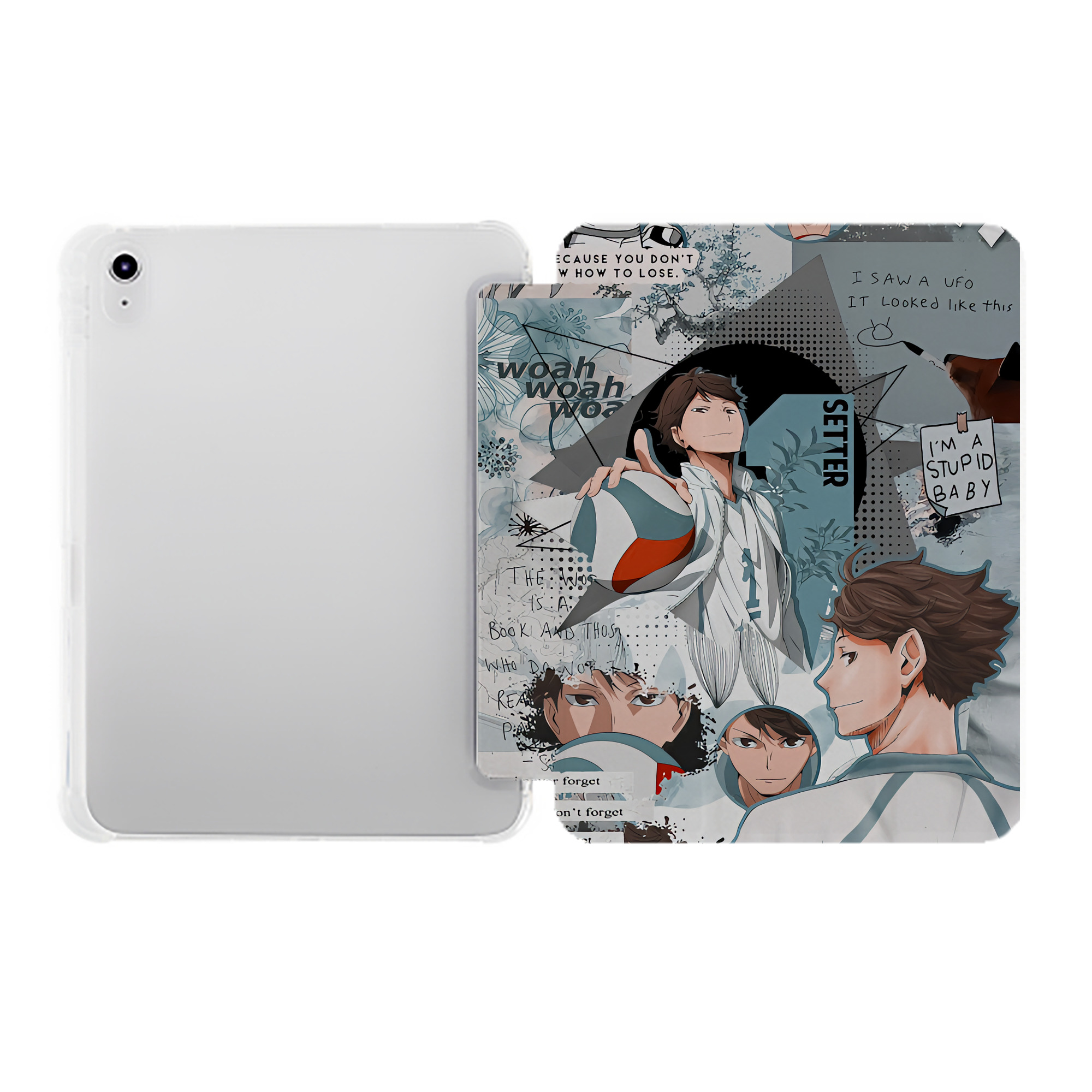 （画像用） ハイキュー!! Haikyu!! IPad ケース ペン収納付き 三つ折りスタンド PUレザー×シリコン 対応機種9.5/10.5/10.9インチ